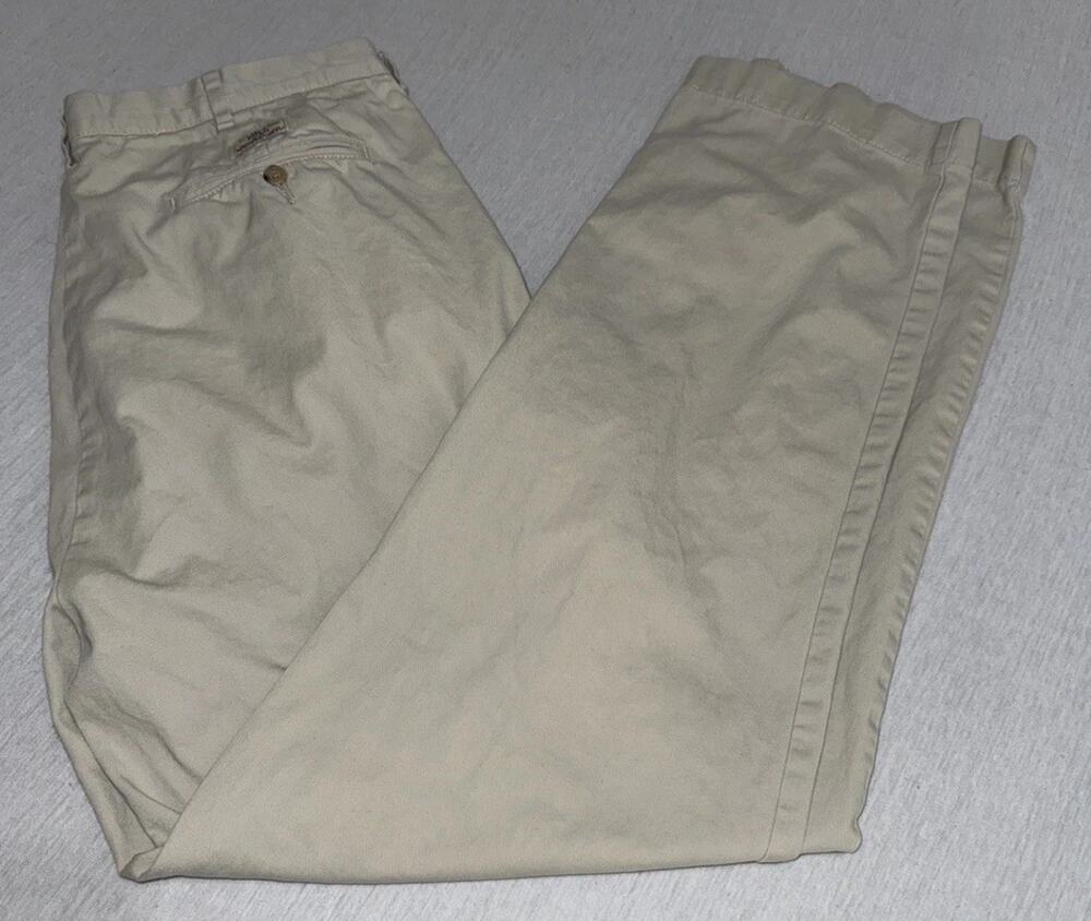 Polo Ralph Lauren Pants Mens 38x34 Khaki Classic Fit Chino Pleated Cotton EUC